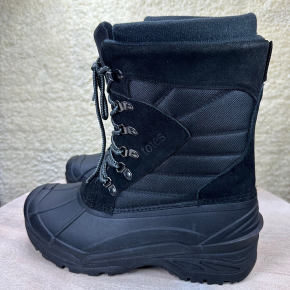 Totes Briggs Mens Size 10 Waterproof Snow Boots Black Lace Up Winter Boo… - Picture 4 of 13